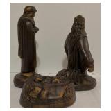 Vintage Bronze Wax Nativity Scene Christmas Decor