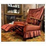 Vintage Recliner in Burnt Orange (Amber) with Wooden Arms