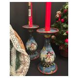 Vintage Christmas Decor Including Nativity Scene, Candlestick Holders, Light Up Swag Wall Hanging