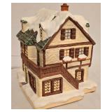 Wonderful Pair of Lighted Hummel Village Buildings + Faux Tree