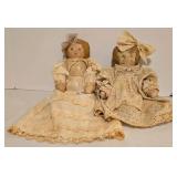 Pair of Antique Leather and Cloth Dolls