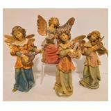 Set of Four Painted Ceramic Angels