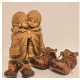 Vintage Fannykins Sculpture + Vintage Shoe Sculptures