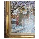 Nostalgic Christmas Village Print on Canvas