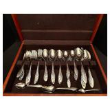 Beautiful Vintage Stainless Steel Flatware in Wood Storage Box