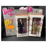 LOT OF TWO BARBIE FIGURE AND KEN FIGURE KEYCHAINS IN PACKAGE