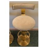 Designs For Leisure Brass and Boucle Barstools, Pair