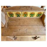 Beautiful Vintage Pine Wash Stand / Console Table Tile Back