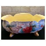 Beautiful Vintage Hand Painted Footed Footed Bowl