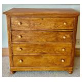 Vintage Solid Wood Handmade Four Drawer Chest of Drawers