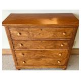 Vintage Solid Wood Handmade Four Drawer Chest of Drawers