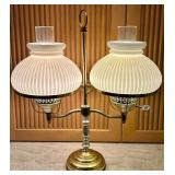 Vintage Double Globe Milk Glass Student Lamp