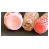 Three Antique Pink Vintage Salt and Pepper Glass Salt and Pepper Shakers