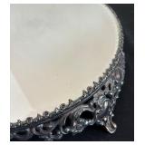 Two Decorative Antique Silver Plate Mirror Plateaus