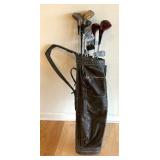 Vintage Golf Bag with Clubs