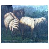 Original Framed  Sheep Motif Oil Painting