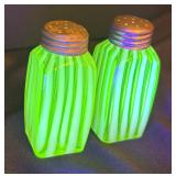 Antique Uranium Glass Salt and Pepper Shakers