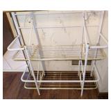 White and Brass Metal Bakers Rack