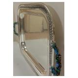 International Rectangular Silver Plated Tray with Beaded Square Handles