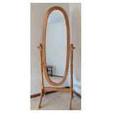 Pretty Oak Standing Floor Mirror