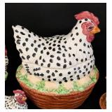 Vintage Wangs International Black and White Ceramic Hens Set