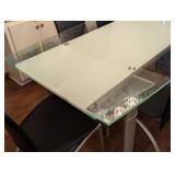 Contemporary Glass Topped Dining Table Set