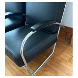 Pair of Black Art Deco Chrome Tubular Arm Chairs