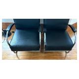 Pair of Black Art Deco Chrome Tubular Arm Chairs