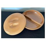 Russel Wright Iroquois Casual Ripe Apricot, Large Covered Divided Serving Bowl