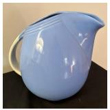 Vintage Art Deco Hall’s Superior Quality 1259 Rose Parade Blue Pitcher & Lidded Refrigerator Cheese / Butter Dishes