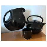 Black Invento Teapot, Fiesta Ware Pitcher and Signed Cup