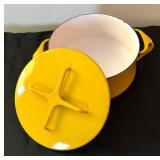 Mid Century Dansk Kobenstyle Yellow Enamel Dutch Oven