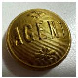 Two Vintage Bb - l - AGENT - l - Stock RAILROAD UNIFORM BUTTON small gilt