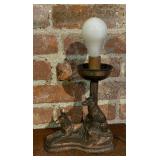 Vintage Metal German Shepard Figurine Table Lamp