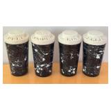 Four Vintage L.E. Smith Black Confetti Glass Kitchen Shakers