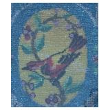 Beautiful Bird Motif Framed Beaded Textile