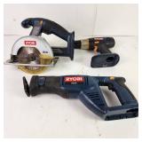 Lot Of Three Ryobi Tools 18V P501 Saw P510 Hand Saw P204 Drill TOOLS ONLY Tested And Work