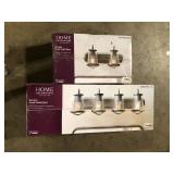 Lot of Home Decorators Collection Georgina 18 in. 2-Light Weathered Iron Industrial Rustic Vanity and 30 in. 4 Light Weathered Vanity Customer Returns