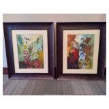 Two Framed Art Pieces - Hummingbird Scene