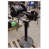 1 HP Bench Grinder on Industrial Stand with Bench Vise