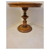 Round Marble Inlay Post Modern Pedestal Side Table