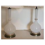 Vintage White Genie Bottle Table Lamps, pair