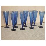 Swirl Cobalt Glass Champagne Flutes