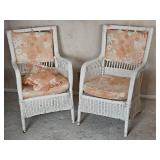 Vintage White Wicker Armchair Set