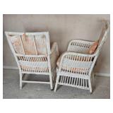 Vintage White Wicker Armchair Set