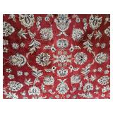 Jaipour Styled Red Oriental Rug with Blue Boarder