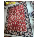 Jaipour Styled Red Oriental Rug with Blue Boarder