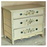 Shaker Style 3 Drawer Dresser with Adorned with Floral Design