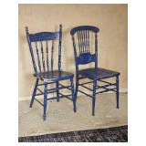 Blue Painted Pressed back Chairs