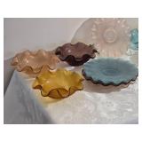 Mid-Century Modern Ruffled Colony Glass Side Plate and Bowl Collection - (13)